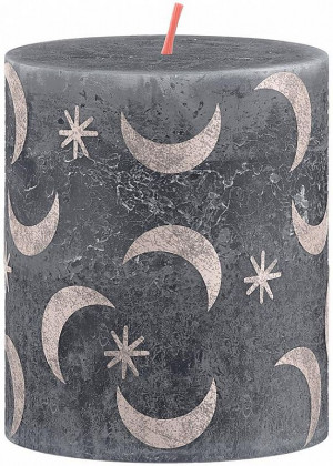 Svíčka válec bolsius Rustic with print Slate Blue, 68x80mm