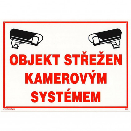 Tabulka - Objekt střežen kamerovým systémem (plastová tabulka A4)
