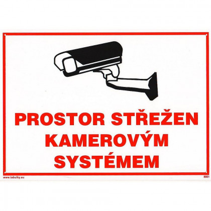 Tabulka - Prostor střežen kamerovým systémem (plastová tabulka formátu 297x210 mm)