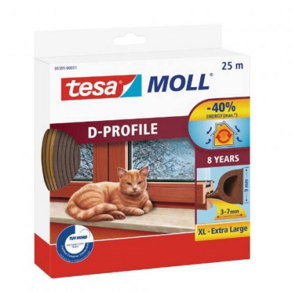 Těsnění do oken a dveří guma "D", 9 x 7 mm x 25 m, bílé