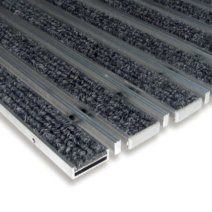 Textilní hliníková kartáčová vstupní rohož FLOMA Alu Low Extra (Bfl-S1) - 100 x 150 x 1 cm