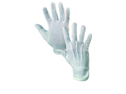 Textilní rukavice MAWA, s PVC terčíky, bílé, vel. 11