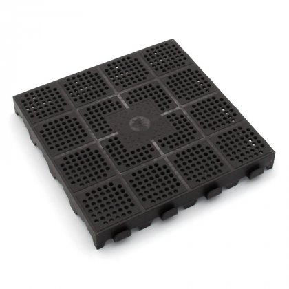 Tmavě hnědá plastová děrovaná terasová dlaždice Linea Combi - 40 x 40 x 4,8 cm