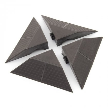 Tmavě hnědý plastový rohový nájezd pro terasové dlaždice Linea Combi - 4,8 cm - 4 ks