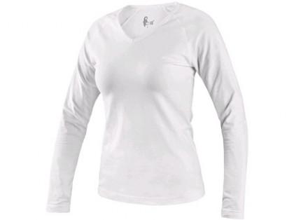 Tričko CXS MARY, dámské, výstřih do V, dlouhý rukáv, bílá, vel. 4XL