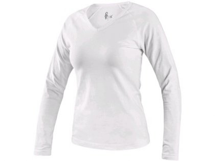 Tričko CXS MARY, dámské, výstřih do V, dlouhý rukáv, bílá, vel. XL