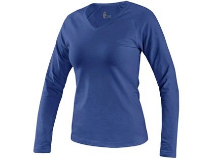 Tričko CXS MARY, dámské, výstřih do V, dlouhý rukáv, středně modrá, vel. XL