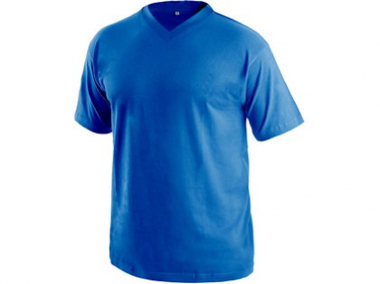 Tričko s krátkým rukávem DALTON, výstřih do V, středně modrá, vel. 4XL