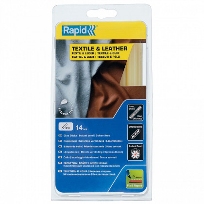 Tyčinky lepící Rapid 12x190mm, textil a kůže, 14ks, blistr