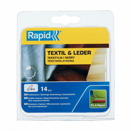 Tyčinky tavné Rapid 12x94mm, 14ks, textil a kůže