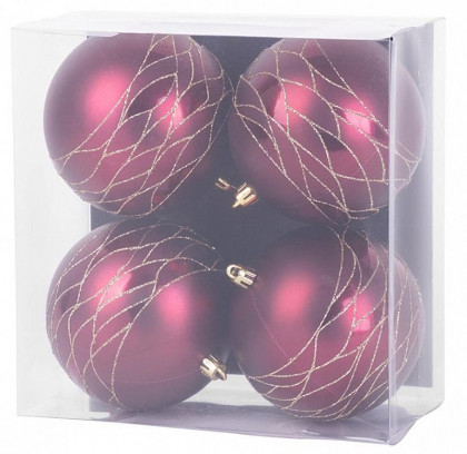 Vánoční baňky MagicHome bordó-matné, 10cm, 4ks