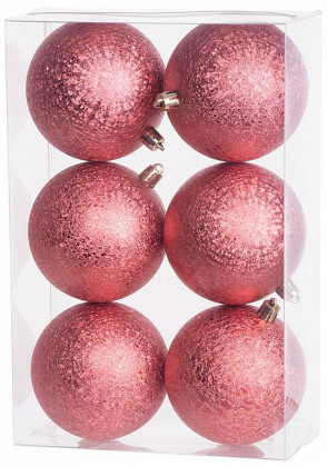 Vánoční baňky MagicHome červené 6ks, 8cm