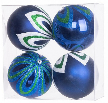 Vánoční baňky MagicHome modré, 10cm, 4ks