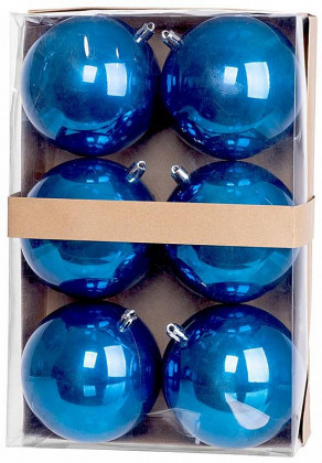 Vánoční baňky MagicHome modré, perleťové, 10cm, 6ks