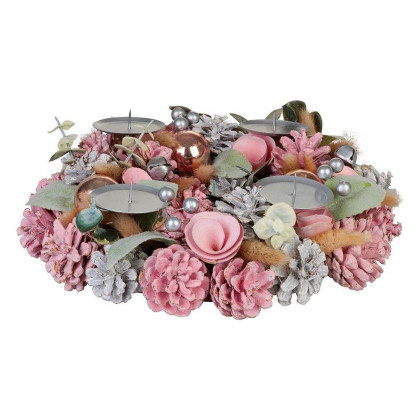 Věnec adventní MagicHome přírodní, růžový, 30x8cm