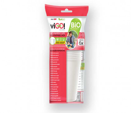 viGO! BIO kelímek papírový bílý 250ml - 6 ks