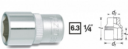 Vnitřní nástrčný klíč 1/4" šestihranný 12mm HAZET 850-12 - HA036271