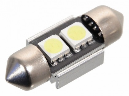 Žárovka 2 SMD LED 12V suf. SV8.5 32mm s rezistorem CAN-BUS ready bílá