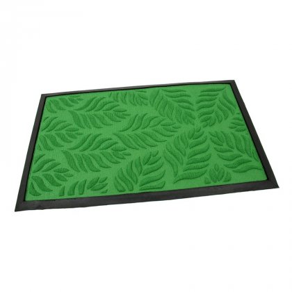 Zelená textilní gumová čistící vstupní rohož Leaves, FLOMA - délka 45 cm, šířka 75 cm a výška 1 cm