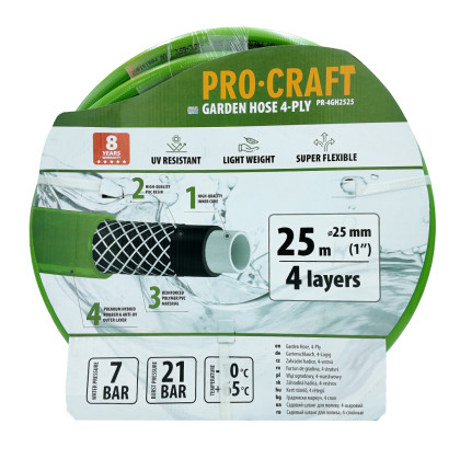 Zelená zahradní hadice Procraft PR-4GH2525 | PR-4GH2525