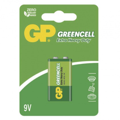 Zinkochloridová baterie GP Greencell 9V, blistr