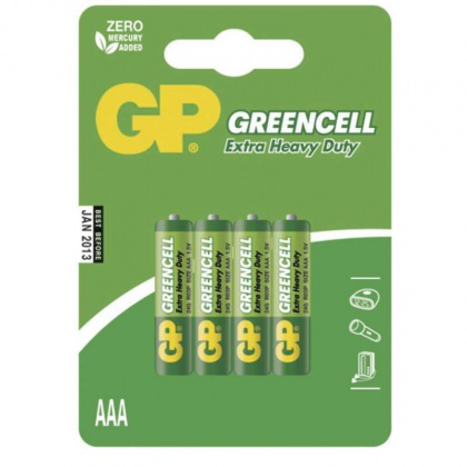 Zinkochloridová baterie GP Greencell R03(AAA),blistr