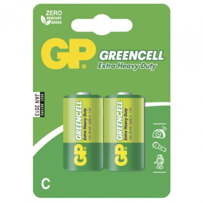 Zinkochloridová baterie GP Greencell R14 (C), blistr