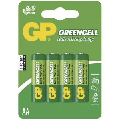 Zinkochloridová baterie GP Greencell R6 (AA), blistr