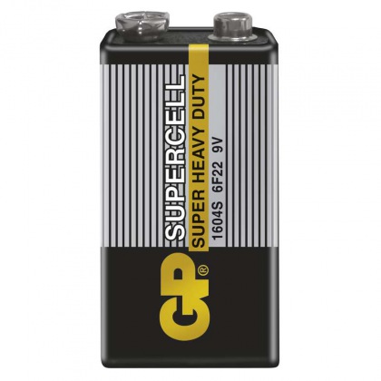 Zinkouhlíková baterie GP Supercell 6F22 (9V) fólie