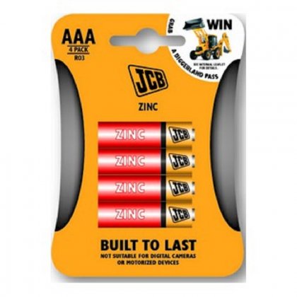 Zinkouhlíkové baterie JCB R03/AAA, blistr 4 ks