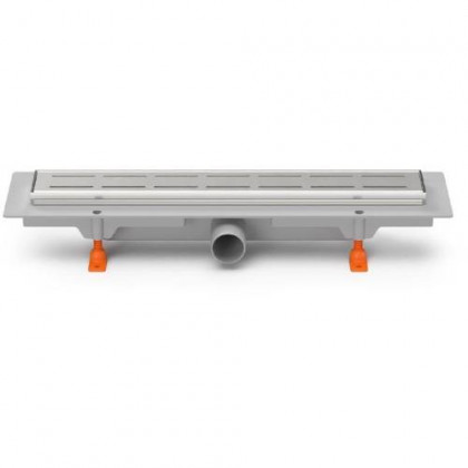 Žlab podlahový linearní 450 mm, boční D 40, klasik/floor mat s nerez. rámečkem