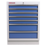 Celokovová skříňka s 7-mi šuplíky PROFI, modrá ...