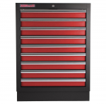 Celokovová skříňka s 9-ti šuplíky PROFI, červen...