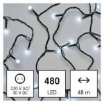 LED vánoční cherry řetěz – kuličky, 48 m, venko...