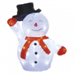 LED vánoční sněhulák s kloboukem, 36 cm, venkov...
