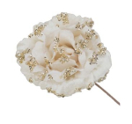 MagicHome Vánoční květina, růže, krém, 17 cm, v...