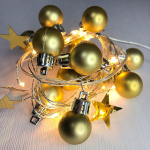 Řetěz MagicHome baňky a vločky, 20xLED teplá bí...