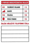 SK - Tabuľka dôležitých telefónnych čísel 74x10...