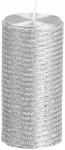 Svíčka s flitry MagicHome stříbrná, 5x9,5cm