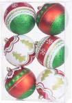 Baňky MagicHome červeno-zelené, 8cm, 6ks