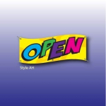 Vlajka s nápisem OPEN - 125270066