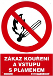 Zákaz kouření a vstupu s plamenem 210x297mm - p...