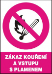 Zákaz kouření a vstupu s plamenem - samolepka A5