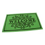 Zelená textilní vstupní rohož FLOMA Welcome - D...